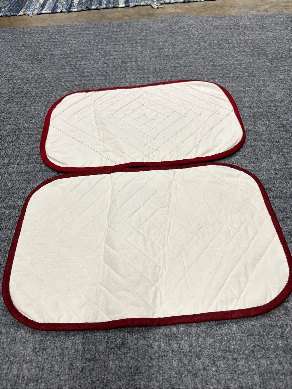 Hand Crafted Log Cabin Design Quilted Placemat Pair